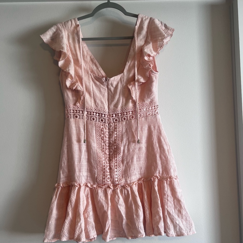 Y2K JUN & IVY Miami Allegra Pink Crochet Flutter Sleeve Dress size medium - Picture 6 of 10